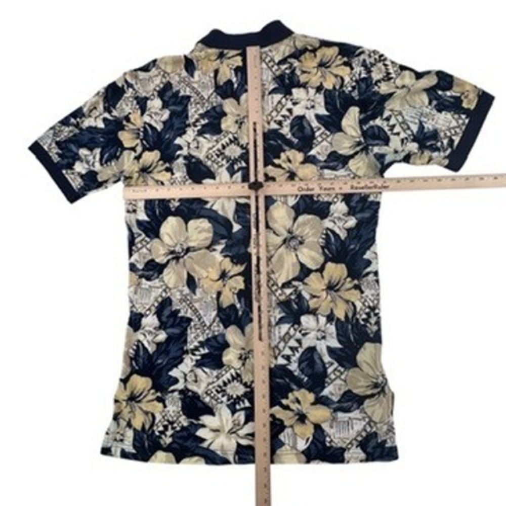 Disney Golf Collection Medium‎ Mens Shirt Mickey Mouse Floral Polo Navy Yellow M - Picture 9 of 13